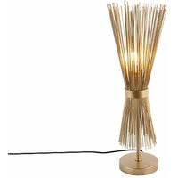 QAZQA broom - Lampe de table - 1 lumière - Ø 18 cm - Doré/Laiton - Rustique - éclairage intérieur - Salon I Chambre I Cuisine I Salle à manger