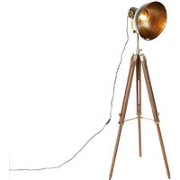 QAZQA mangoes - Lampe de table trépied/tripode Industriel - 1 lumière - H 165 cm - Bronze - Rustique - Éclairage intérieur - Salon I Chambre I Cuisine I Salle à manger
