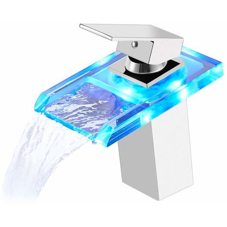 Waschtischarmatur Glas Wasserhahn Badarmatur Wasserfall Einhebelmischer Armatur 