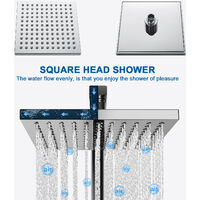 Brausegarnitur Quadratische Duschsäule Aufputz-Duschmischer Bad Messing verchromt ohne Wasserhahn Verstellbares Arm-Badsystem - chrom