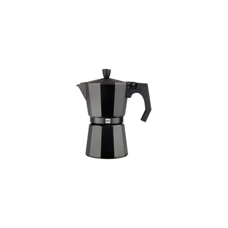 Cafetera Italiana 09Tazas Aluminio Negro Kenia Noir Magefesa