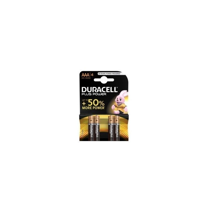 Pila Alcalina AAA DURACELL LR03 Plus Power - Pack 4 ud