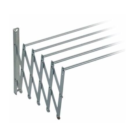 Tendedero 5 barras extensible para pared de aluminio, 7 metros de