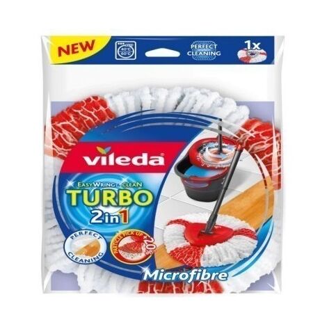 Juego de cubo de fregona giratoria con pedal Vileda Turbo - Mango  telescópico 85 - 123 cm - Cabezal