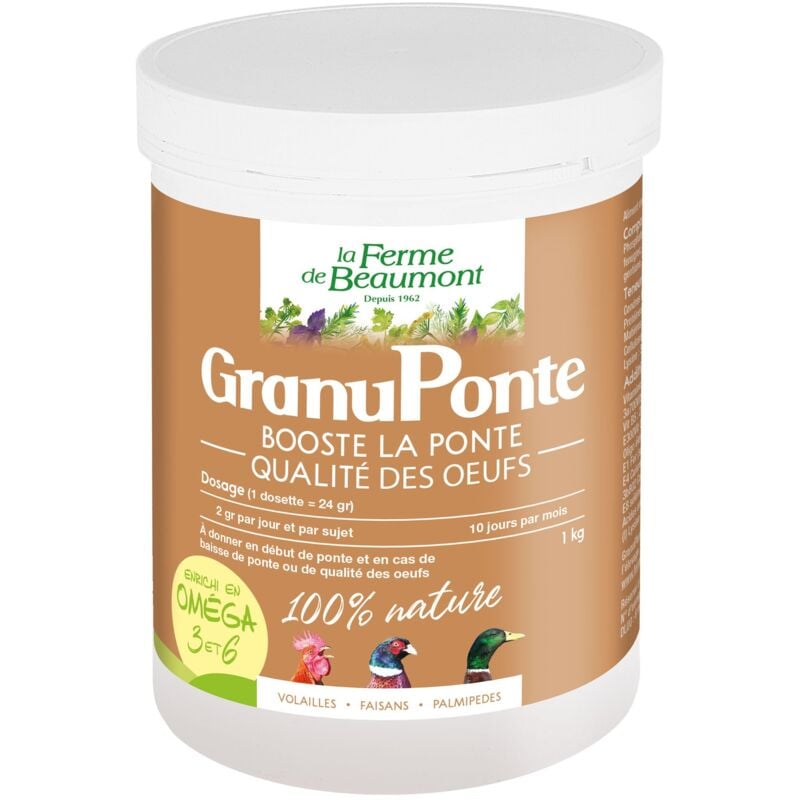 GranuPonte 1 kg Ponte et qualitÃ© des oeufs - OmÃ©ga 3 et 6 volailles
