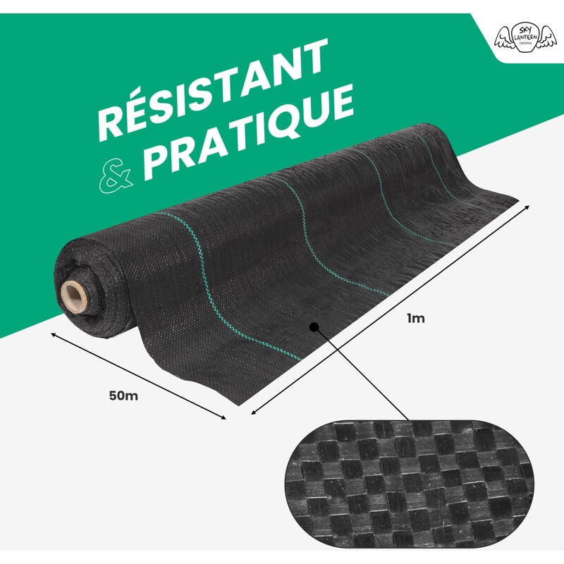 SKYLANTERN Toile de Paillage 65g/m² - Geotextile Anti Repousse 50Mx1M pour  Jardin Potager - Bache Anti Mauvaises Herbes 65g pour Potager : :  Jardin