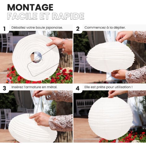 Boule papier 20cm Blanc