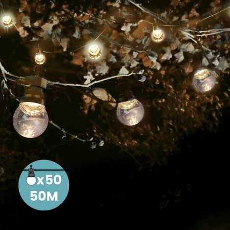 40m guirlande guinguette avec 40 dimmable ampoules transparantes