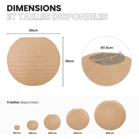 12 Lanternes Papier 20 Cm Sable – Boules Japonaises Mariage, Anniversaire & Déco Festive