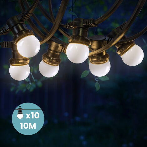 Guirlande Guinguette 10M Blanc IP65 - Guirlande Electrique Exterieur 10 Bulbes - Guirlande Guinguette Exterieur Decoration Romantique, Chic, Déco pour Jardin et Patio (1/5)