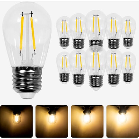 Lot 10 Ampoules Led Filament Transparentes E27 Dimmables pour Guirlande Guinguette IP65