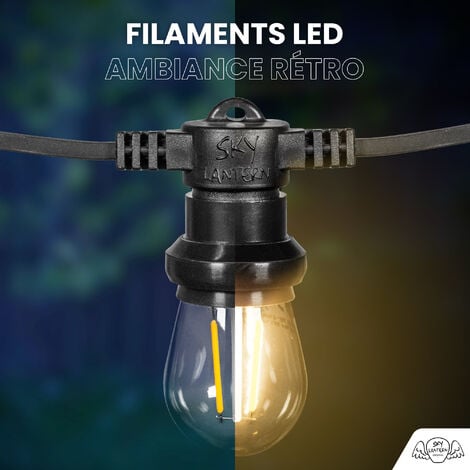 Lot 10 Ampoules Led Filament Transparentes E27 Dimmables pour Guirlande Guinguette IP65