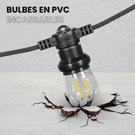 Lot 10 Ampoules Led Filament Transparentes E27 Dimmables pour Guirlande Guinguette IP65