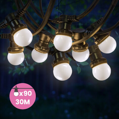 Guirlande Guinguette 30M Blanc IP65 - Guirlande Lumineuse Extérieur 90 Bulbes - Guirlande Exterieure Etanche pour Décoration de Jardin, Maison et Façade (1/5)