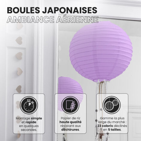 12x Lanterne Papier 30 cm Parme - Suspension Boule Papier 30 cm (12'') type Lanterne Japonaise pour Decoration Mariage - 12 pièces - Le must de la Gamme de Lampions Papier - Notice en Français.