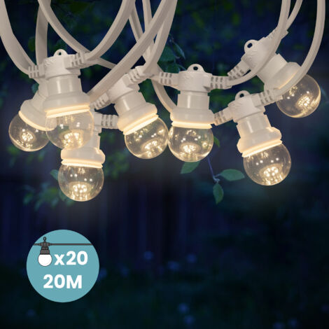 Skylantern – Guirlande lumineuse d'extérieur 20M – 20 ampoules E27 dimmables – IP65 pour usage extérieur – Lumière chaude 2700K