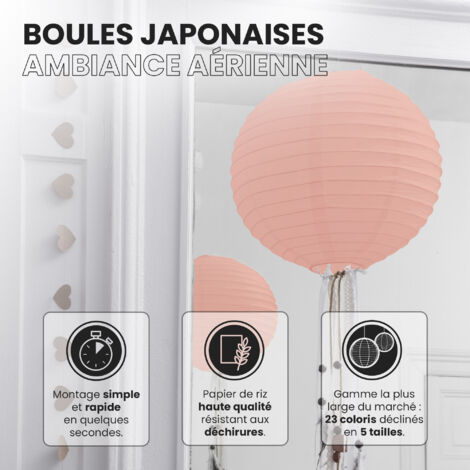 12x Lanterne Papier 30 cm Pêche - Suspension Boule Papier 30 cm (12'') type Lanterne Japonaise pour Decoration Mariage - 12 pièces - Le must de la Gamme de Lampions Papier - Notice en Français.