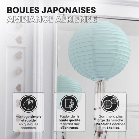12x Lanterne Papier 30 cm Aquamarine - Suspension Boule Papier 30 cm (12'') type Lanterne Japonaise pour Decoration Mariage - 12 pièces - Le must de la Gamme de Lampions Papier - Notice en Français.