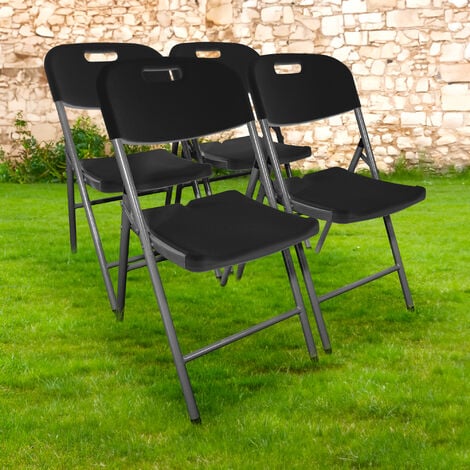 Lot 4 Chaise Pliable Blanches 44x46x50 cm - 4x Chaise Pliante Noire Robuste  - Lot de 4 Chaise Pliante Confortable Pratique pour Jardin, Mariage