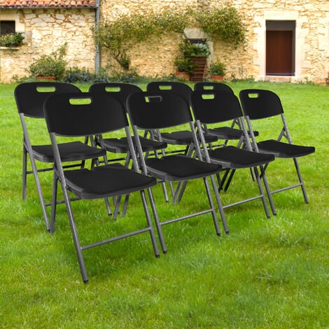 Lot 8 Chaise Pliable Noires 44x46x50 cm - 8x Chaise Pliante Noire Robuste -  Lot de 8 Chaise Pliante Confortable Pratique pour Jardin, Mariage, Camping