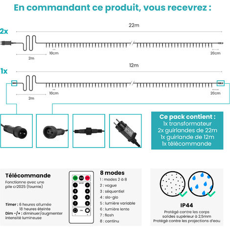 Guirlande lumineuse extérieur programmable 3.5m multicolore 48 LED avec  piles rofessionnels - Decoration Brands