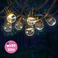 Guirlande Guinguette 20M Transparente IP65 - Guirlande Lumineuse Extérieur 60 Bulbes Dimmables - Guirlande Exterieure Etanche pour Décoration de Jardin, Maison et Façade