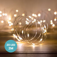 Guirlande Led Argent 2M - Guirlande Lumineuse Led 20 Leds - Guirlande Leds  pour deco chambre, déco de