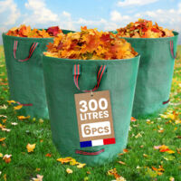 Lot de 6 300L Sacs de Déchets Jardin Résistants en Polypropylène – Sacs Poubelle Extérieurs avec 3 Poignées Renforcées pour Déchets Végétaux – Utile pour Déchets et Recyclage