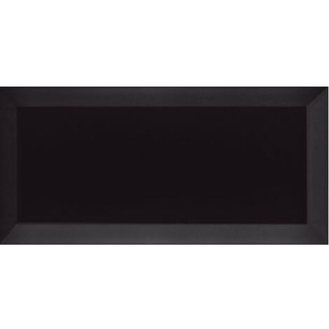Carrelage Métro biseauté Negro noir brillant 10x20 cm - 1m²