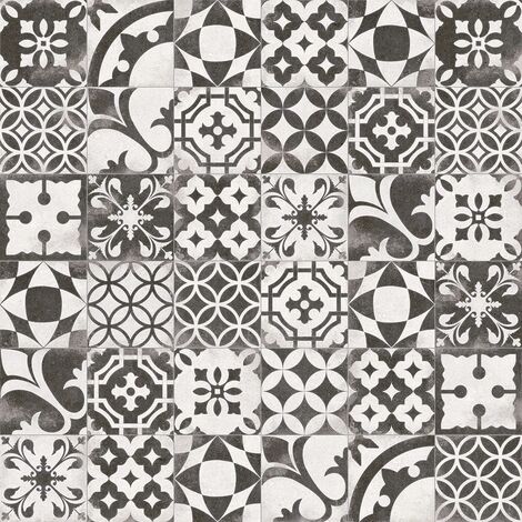 Carrelage en patchwork motif ancien 20x20 cm Berkane Negro - 1m²