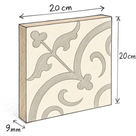 Carrelage imitation ciment pastel 20x20 cm HALVMANE antidérapant R10 - 1m²