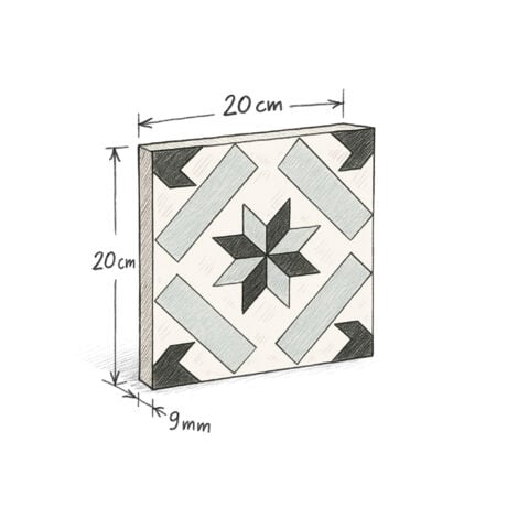 Carrelage imitation ciment étoile grise et noire 20x20 cm CALVET - 1m²