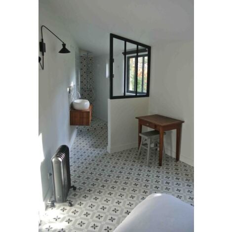 Carrelage imitation ciment étoile grise et noire 20x20 cm CALVET - 1m²