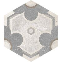Carrelage hexagonal tomette vieillie décor fleur 23x26.6cm YEREVAN - 0.504m²