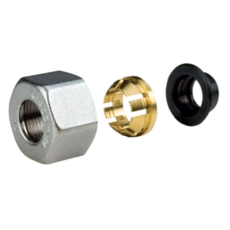 Giacomini R179 - Adaptateur Pour Tube Plastique PER/PB - Dimensions 16 X 20 X 1,9 Mm - Nickelé/chromé - Montage Rapide Sans Outil