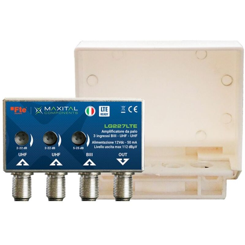 Amplificateur Mât Triax 3 Entrées : UHF, VHF, Satellite FI Avec Filtre LTE 5G