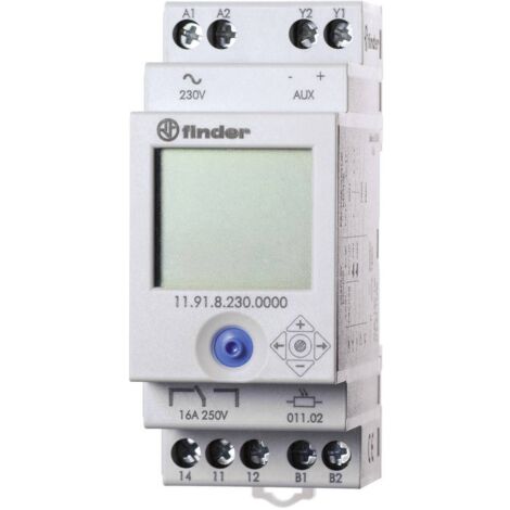 Finder – Interrupteur crépusculaire avec horloge DIN 2 modules – Tension 250/400V – Puissance 4000VA – Programmation 1 à 150 lux