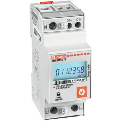 Compteur d'énergie numérique monophasé Lovato 2U 40A 220-240VAC DMED115T1 (1/2)