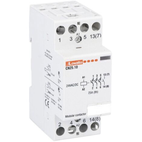 Contacteur modulaire Lovato 25A AC1 4NO 24VAC/DC 2 Modules CN2510024 (1/5)