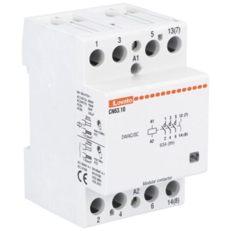 Contacteur modulaire Lovato 63A AC1 4NO 24VAC/DC 3 modules CN6310024 (1/4)