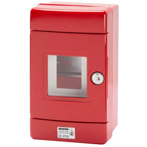 Tableau étanche Gewiss de secours rouge 4 modules EN50022 GW42206