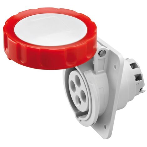 Prise saillie 3P+T 63A rouge 400V incliné 90° 6H bornes vis IP67