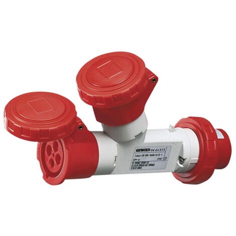multiplicateur Gewiss double 3P+T 16A 2 prises 16A rouge 400V GW64013