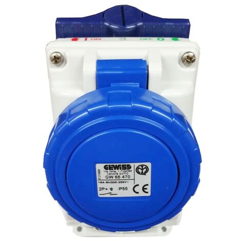 Prise verrouillée Gewiss verticale 2P+T 16A IP55 GW66470 (1/2)