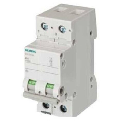 Siemens – Interrupteur sectionneur OFF 63A 2 pôles – Tension 440V AC – Connexion DIN – 2 modules – Résistance court-circuit 10kA (1/2)