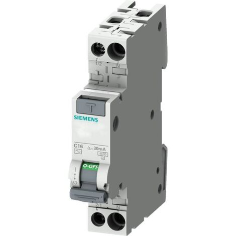 Magnétothermique Différentiel Siemens 6A 1P+N 4.5kA 30mA C AC 1M 5SV13131KK06 (1/3)