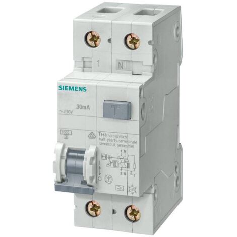 Différentiel magnétothermique Siemens 6A 1P+N 4.5kA 30mA AC courbe C 2M 5SU13531KK06