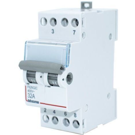 Commutateur Bticino avec zéro central 2NO 32A 230/400V 2 modules DIN (1/2)