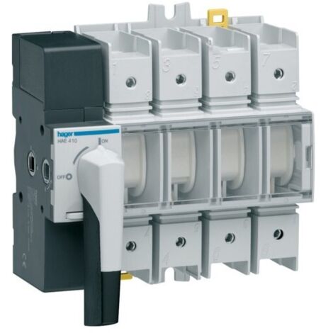 Sectionneur Hager 4P 100A -8 modules avec commande rotative HAE410 (1/2)