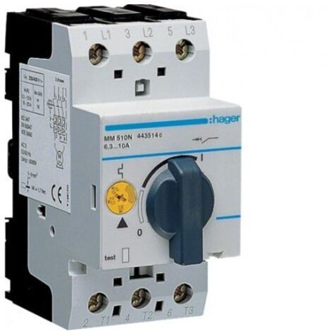 Interrupteur de protection moteur Hager 6.3-10A 2.5 modules 3 pôles MM510N (1/3)